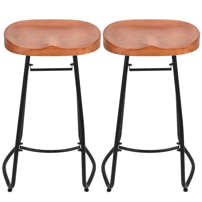 hurrise tabouret haut 1 paire de tabouret en fer forgé chaise de bar rétro sans dossier pour la cuisine à la maison restaurants