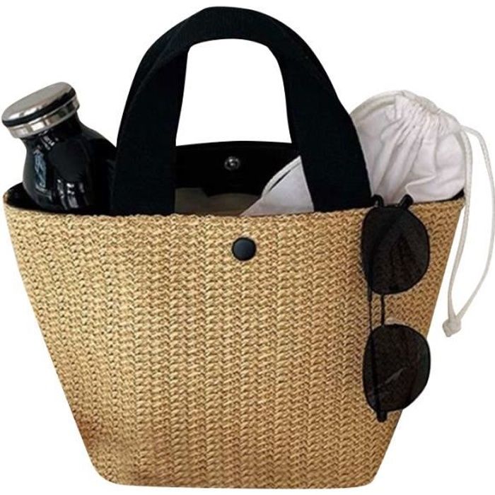 sac de plage pour dames grande capacité sac de paille  sac tissé féminin sac à bandoulière sac à provisions
