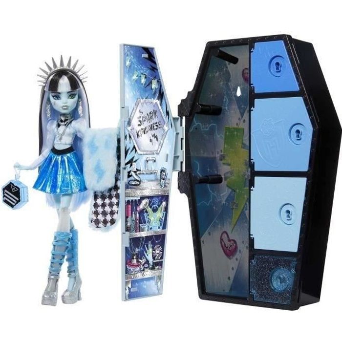 monster high - casiers secrets de frankie stein look irisé - poupée - monster high - hnf75