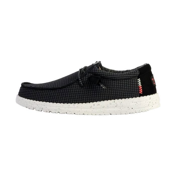 Hey Dude Chaussures bateau - HEY DUDE - Wally Sport Mesh - Noir - Lacets - Talon plat