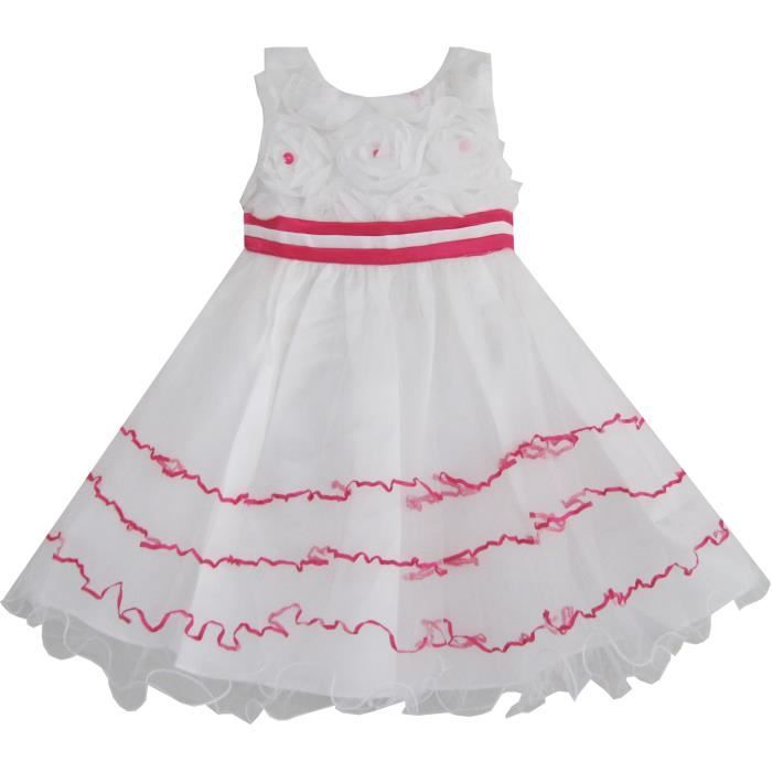 Sunny Fashion Robe Fille Blanc Princesse Floral Mariage Ren 4 10
