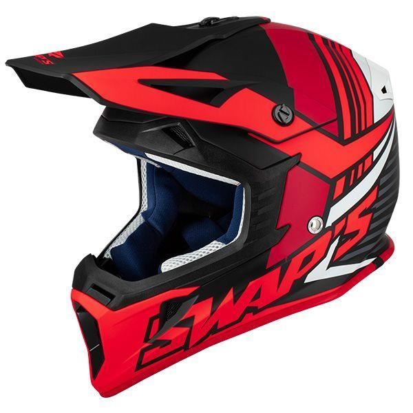 Casque Cross Adulte SWAPS Blur S818 - Noir - Rouge Mat