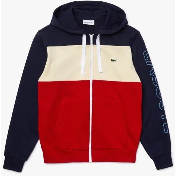 Sweatshirt Lacoste SH0177 L7Q bleu marine crue et rouge. 2 Navy
