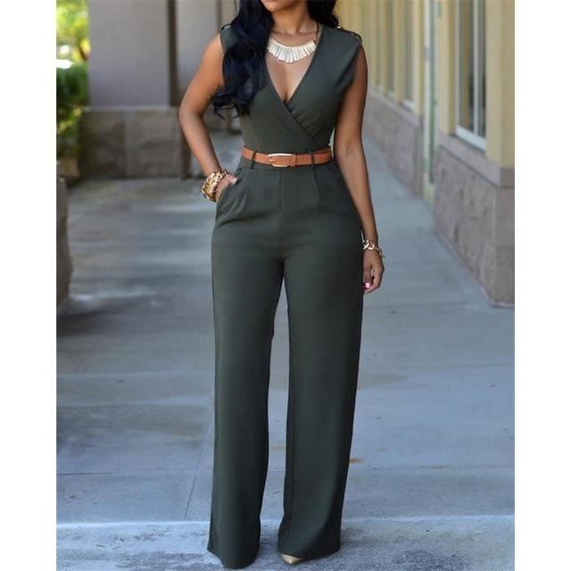 Combinaison Combinaison sans manches pour femmes combinaison moulante taille haute col v pantalon a jambes Type dark grey Blanc Cdiscount Pret a Porter