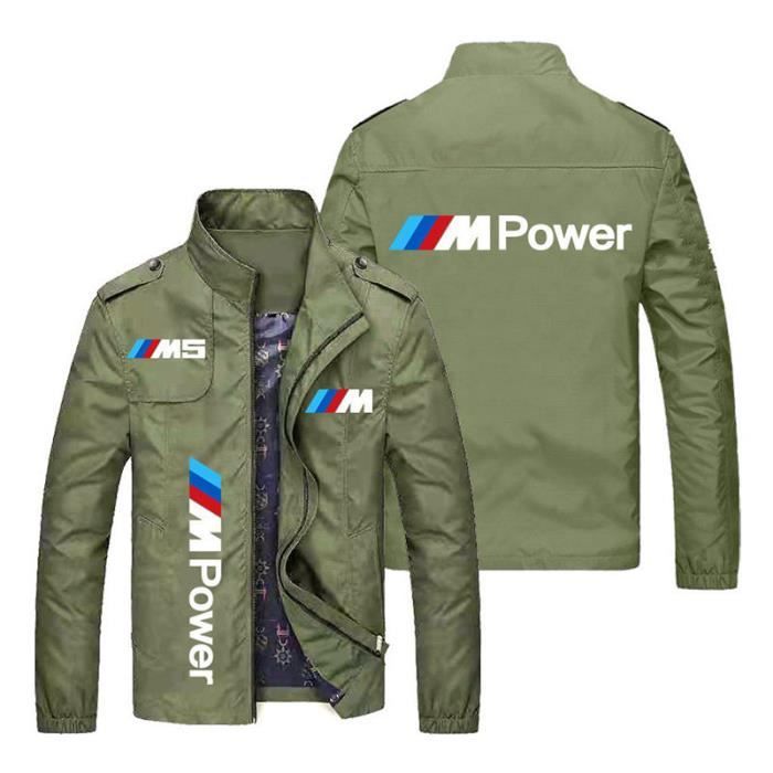 Veste Homme BMW-M Power Mode Casual Imprim?� Mi-saison Coupe normale Veste Zip Col montant 