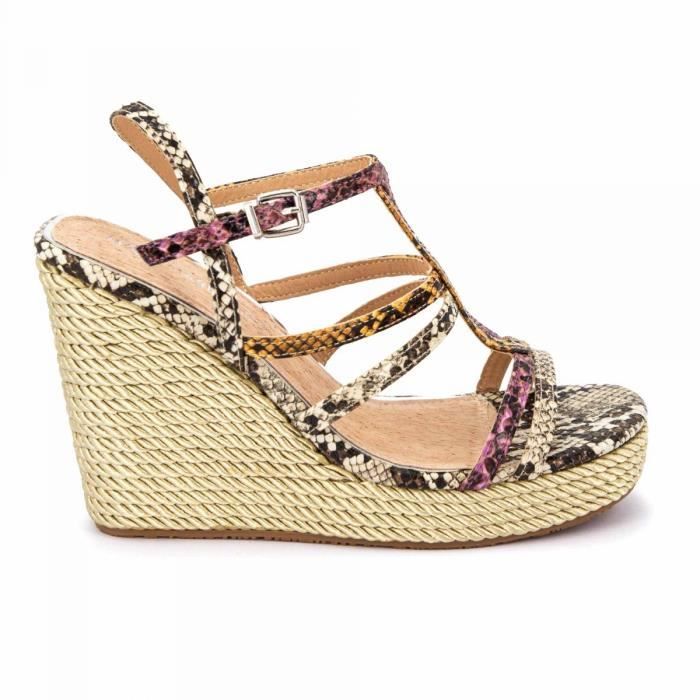 Sandale compensee 67688 t36 au 41 Femme MARIAMARE Beige Cdiscount Chaussures