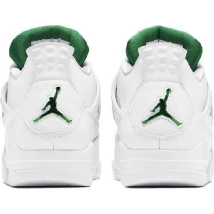 Nikex Air-Jordanx 4 Retro Military Noir Blanc et Noir Femme Homme AJ4 Chaussures de basket-blanc vert CD000155