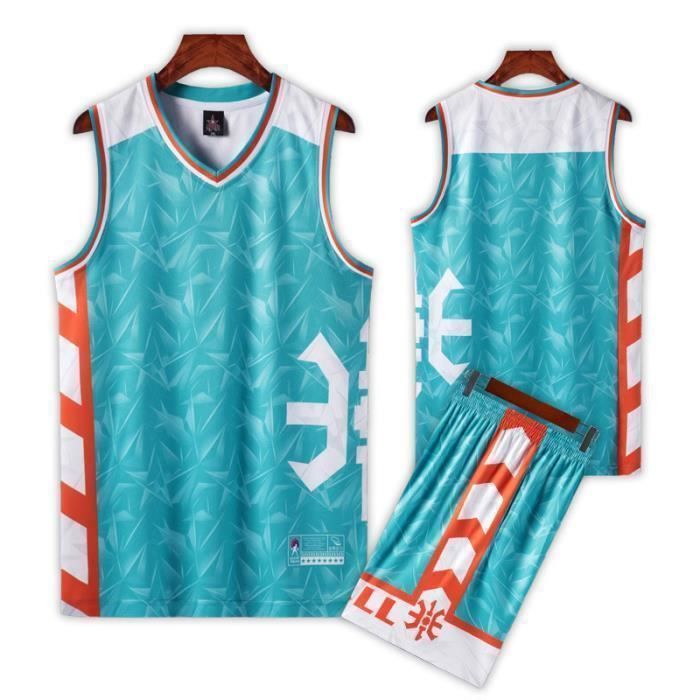 Vêtement Basket-Ball Enfant 2 Pieces Ensemble Maillot et Short Sport Training Séchage Rapide Respirant - Vert
