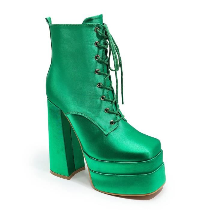 Bottes top femme verte