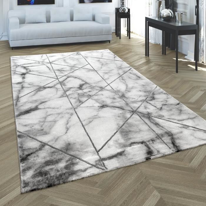 Designer tapis à carreaux en marbre aspect chiné gris noir blanc prix marteau 