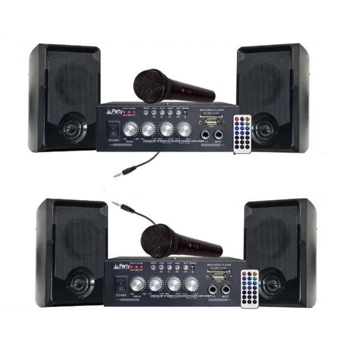 Pack DJ PA karaoke hifi 200W enceintes ampli micro sono Auna