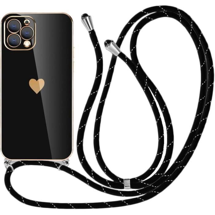 Coque Silicone Avec Cordon Pour IPhone 11 à 15 Pro Max - Multicolore, Charge Qi - Neuf
