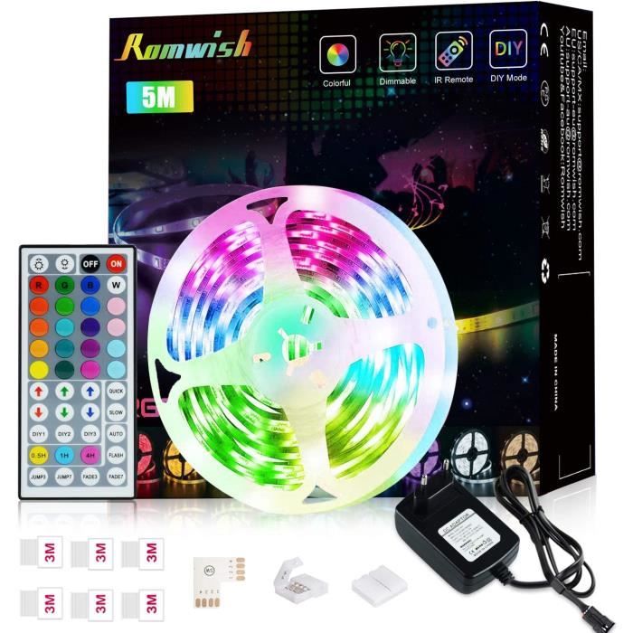 RUMOCOVO® Ruban LED 12M, LED Ruban 12V 5050 RGB SMD, Guirlande