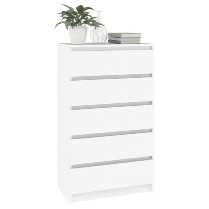 Commode - SALUTUYA - Simplicité durable - Bois dingénierie - 5 tiroirs - 60 x 36 x 103 cm