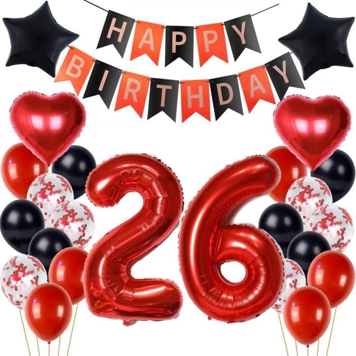 Décoration Anniversaire 26 Ans Femme - Kit Ballons Et Accessoires Rose Gold Et Noir - Pour Fête Et Gâteau - 2