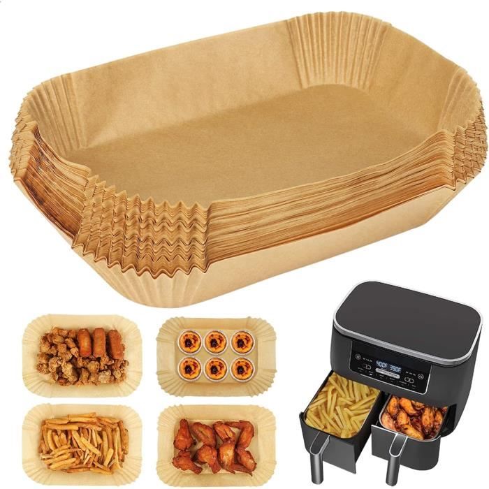 GXF Lot De 100 Doublures En Papier Jetables Pour Friteuse à Air, étanches Et Antiadhésives, Papier Sulfurisé Pour Ninja Et Plus Encore