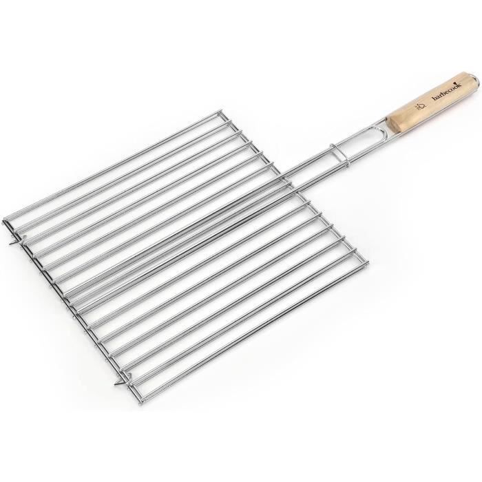 Grille Barbecue Hamburger Barbecook Acier Chromé Bois FSC 35x23 Cm