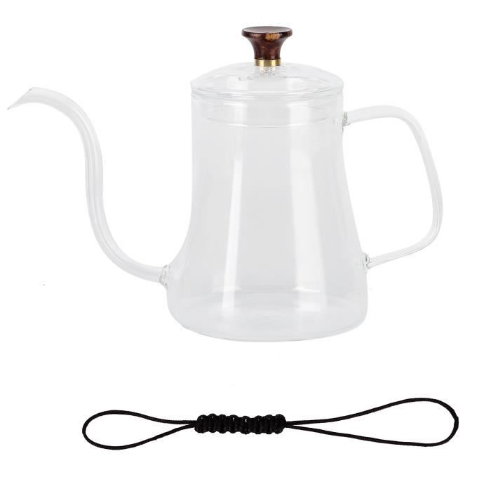 Cafetière à verser – Carafe en verre de 600 ml avec filtre à café en verre, ensemble de cafetière pour la maison ou le bureau, 1 à 4 tasses
