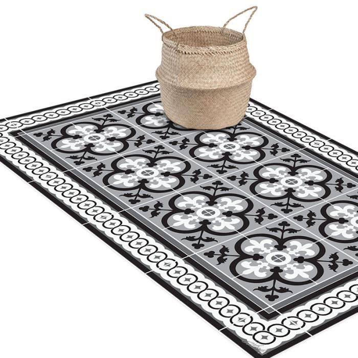 Tapis Vinyl Carreaux De Ciment 120x200 Tapis Vinyle Lima Noir Et Blanc 50x100 Cm Achat Vente Tapis