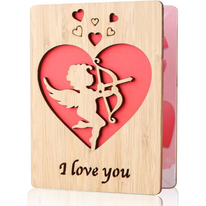 Carte De Vœux De Mariage En Bois De Bambou - Personnalisable - Taille 10x15 Cm - Avec Enveloppe - Cadeau écologique Et élégant