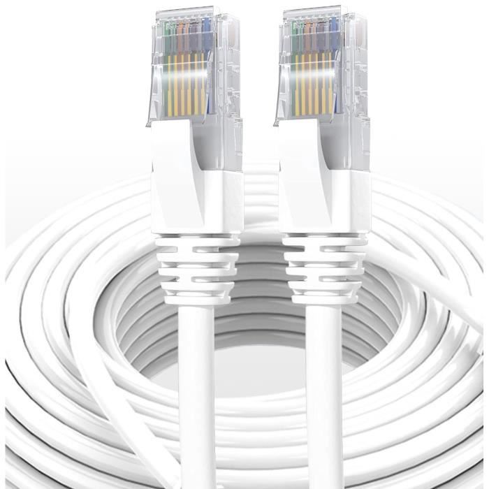 Elfcam - 20m Cat7 Câble Réseau Ethernet RJ45, LAN-WLAN Câble Cat 7 ...