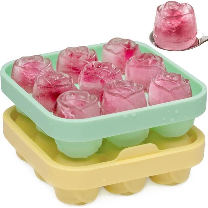 Bac à glaçons, lot de 2, silicone réutilisable, compartiments de diamètre 4,5 cm, rose, Relaxdays | Leroy Merlin