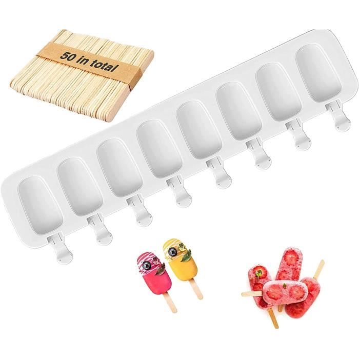 Moule à Glace Magnum 8 Cellules En Silicone Alimentaire + 100 Bâtonnets – Glaces Maison Faciles Et Parfaites !
