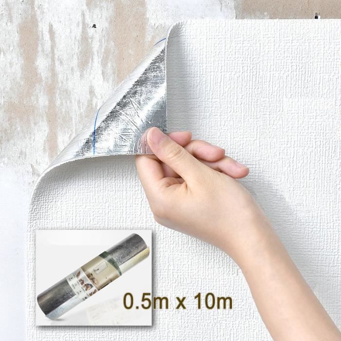 Un Rouleau de 10m Papier Peint Autocollant 3D Résistant à l'eau En PVC 50cm x 1000 cm Revetement Mural
