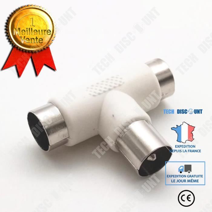 TUOLNK Connecteur En T Triple BNC Mâle à Double Femelle - Adaptateur Coaxial RF Pour Câble De Sécurité CCTV DVR Caméra - Splitter Combinateur 3 Voies - 2 Pièces