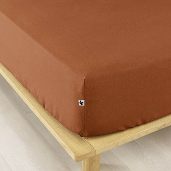 Drap housse flanelle orange 90x190 cm - Orange - Terre de Nuit