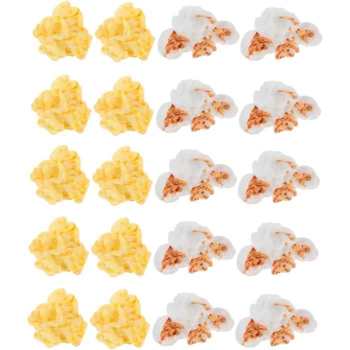 50 Faux Pop-Corns Miniatures Résine – Accessoires Décor Bricolage, Coque Téléphone, Maison Poupée & Bijoux
