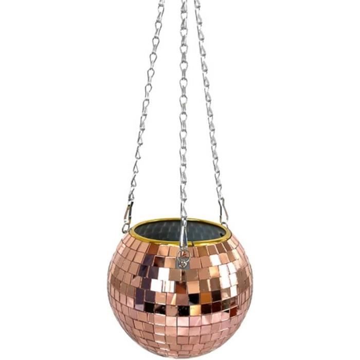Pot De Fleur Boule à Facettes En Verre Miroir – Décoration Moderne – Fait Main