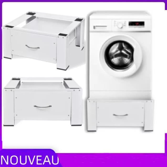 Socle pour machine à laver - VGEBY - Blanc - Acier - 100 kg - Avec tiroir  et pieds antidérapants
