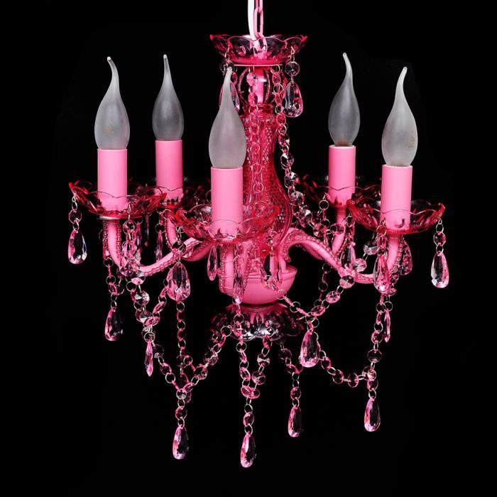 vidaxl lustre avec 5 ampoules crystal rose
