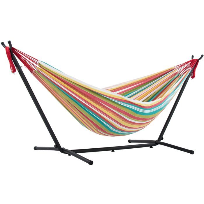 VIVERE Hamac Double avec Support -  - UHSDO8-26 - Coton Multicolore - 2 Personnes - 250 cm 