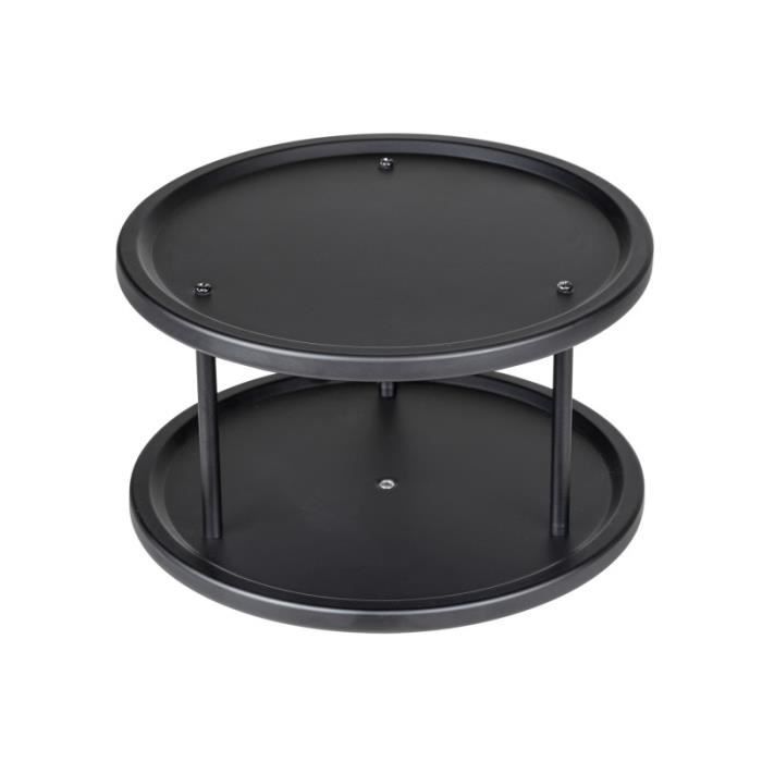 Plateau tournant - WENKO - Duo - Métal noir - D 265 cm - H 155 cm - 2 étagères rotatives Plateau tournant - WENKO - Duo - Métal noir - D 265 cm - H 155 cm - 2 étagères rotatives