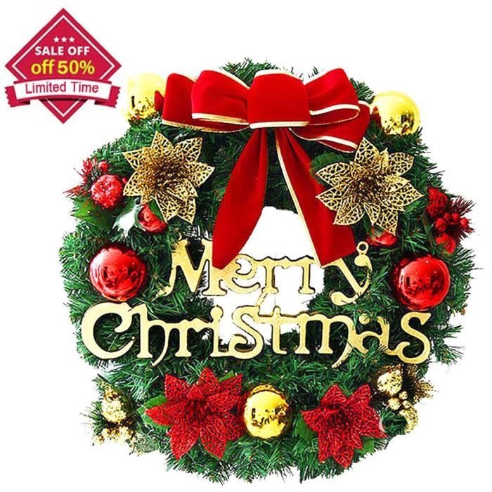Couronne De Noel Joyeux Noel Decore Couronne De Pin Fleurs Couronne Garland Porte Decorative Suspendue Couronnes De Noel Garland Cdiscount Maison