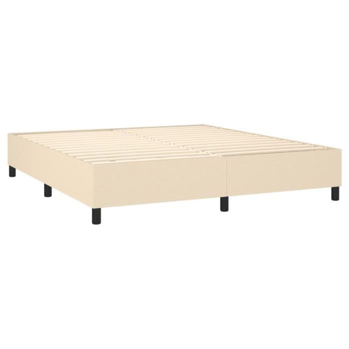 Sommier à ressorts de lit - ZERONE - Crème - 180x200 cm - Bois massif - Tissu 100% polyester