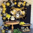 30 anniversaire décoration noir or de fête affiche toile de fond avec ballon guirlande arc kit, bannière joyeux anniversaire 40-1