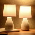 BRUBAKER - Lampe de table/de chevet - Lot de 2 - Design scandinave/moderne - Hauteur 28 cm - Pied en Céramique-1