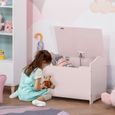 HOMCOM Coffres à jouets pour enfants Boîte à jouets malle de rangement dim. 60L x 40l x 48H cm vérin pneumatique MDF rose-1