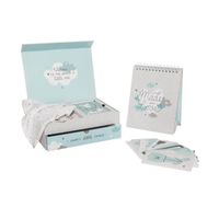 Coffret Naissance Bleu Atmosphera – 15 Pièces : Boîte Souvenir, Lange Coton, 12 Cartes étapes, Album Photo Chevalet