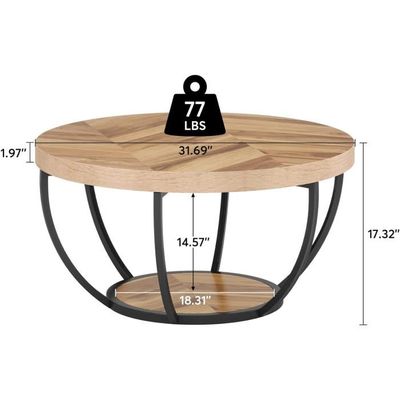 Table Ronde à Manger 80x80cm Avec Étagère Inférieure - Style Industriel - Pour Cuisine, Salon Ou Bureau - 10