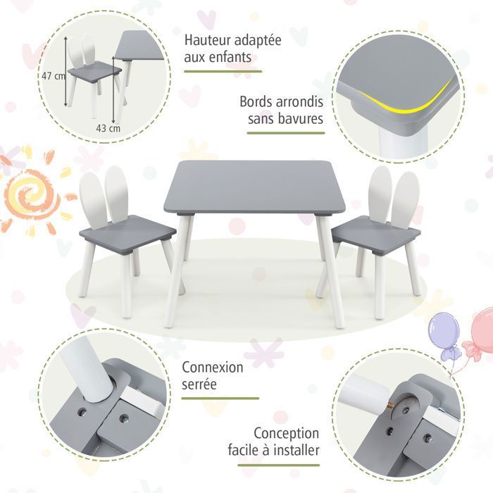 Minnie Disney Mouse Table et 2 chaises pour Enfants, par HelloHome