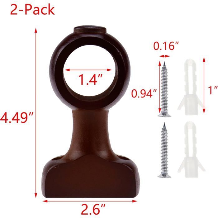 Lot De Supports De Barre De Rideaux - Bois Et Métal - Blanc - Occasion
