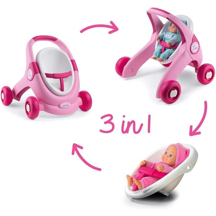 Soldes Smoby Poussette Baby Walker MiniKiss animal 3 en 1 2024 au