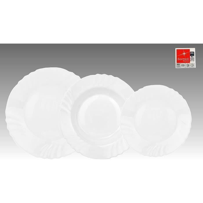 Bormioli Rocco EBRO Lot de 12 assiettes creuses 23,5 cm 300 ml opale verre trempé