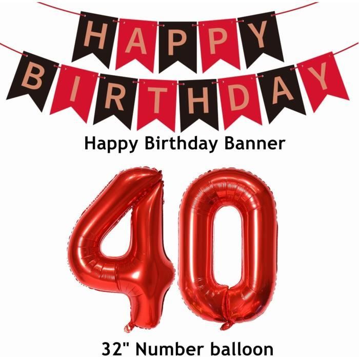 Décoration Anniversaire 40 Ans - Kit Complet Noir Et Or Avec Ballons, Lanternes, Serviettes, Confettis