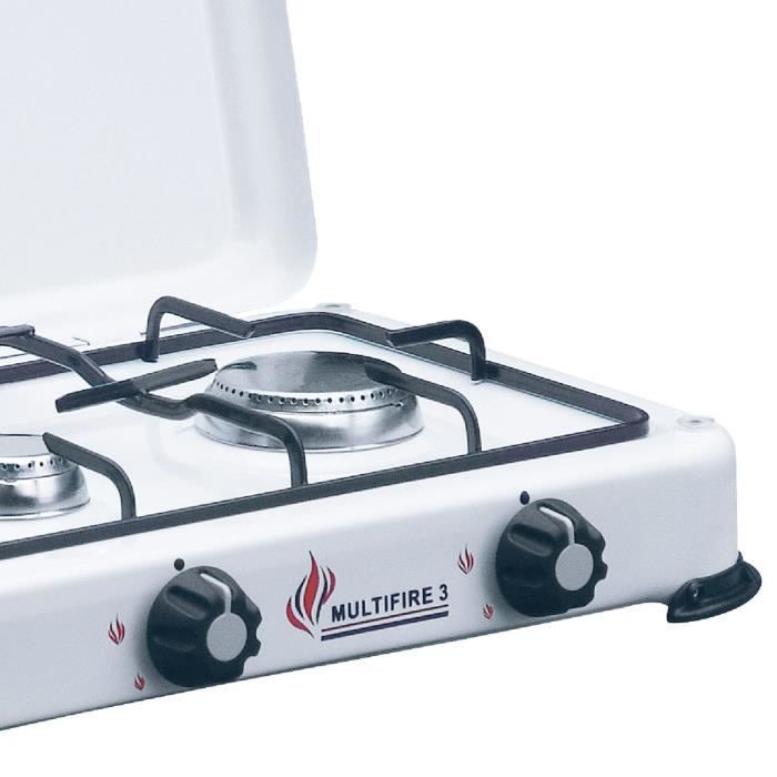 Plaque de cuisson gaz portable 3 feux 4100W Bruleurs inox Réchaud