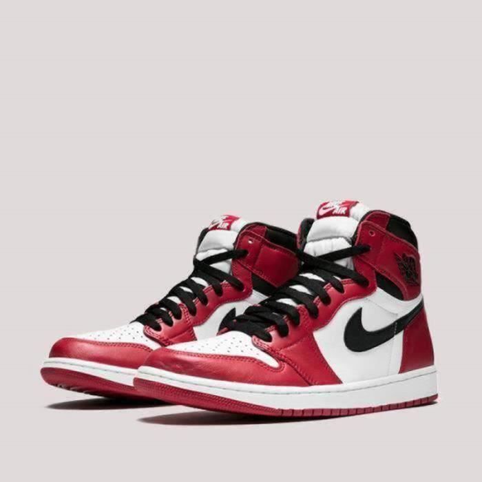 Basket Nike Air Jordan 1 Retro High Chicago 2015 Chaussure de Sport AJ 1 Homme Femme 555088 101 Rouge Rouge Cdiscount Chaussures